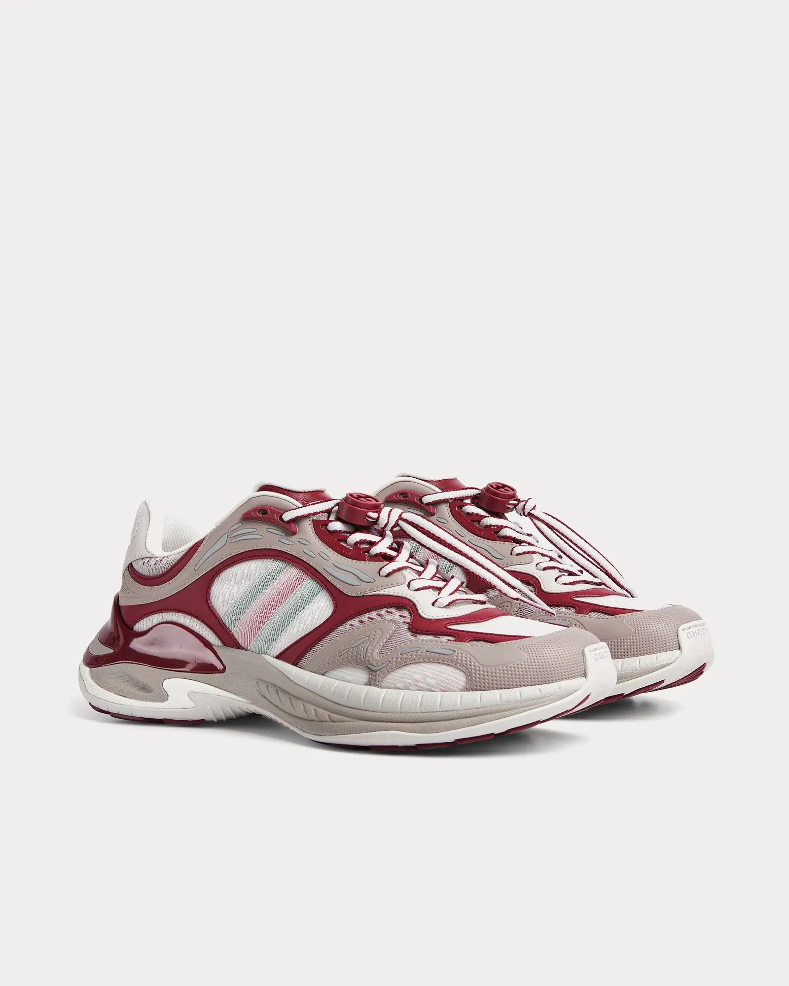 2.0 Mesh & Leather Grey / Gucci Rosso Ancora Red Low Top Sneakers