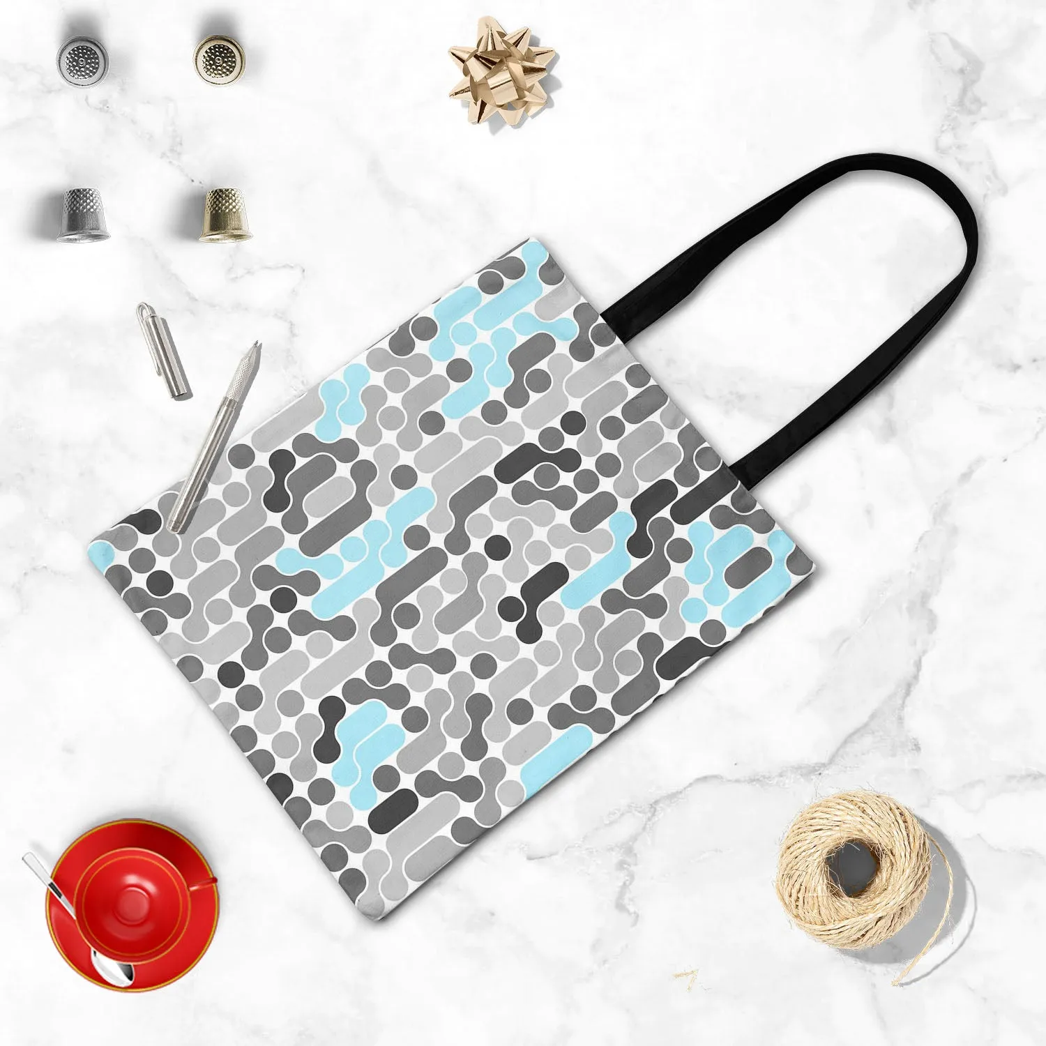 Abstract Geometric D2 Tote Bag Shoulder Purse | Multipurpose