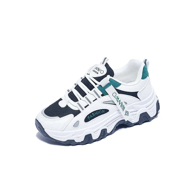 Amozae-2024 BKQU Women's Trainers New Chunky Sneakers Women Breathable Mesh Casual Shoes Sneakers Tennis Female Platform Lace Up Shoes