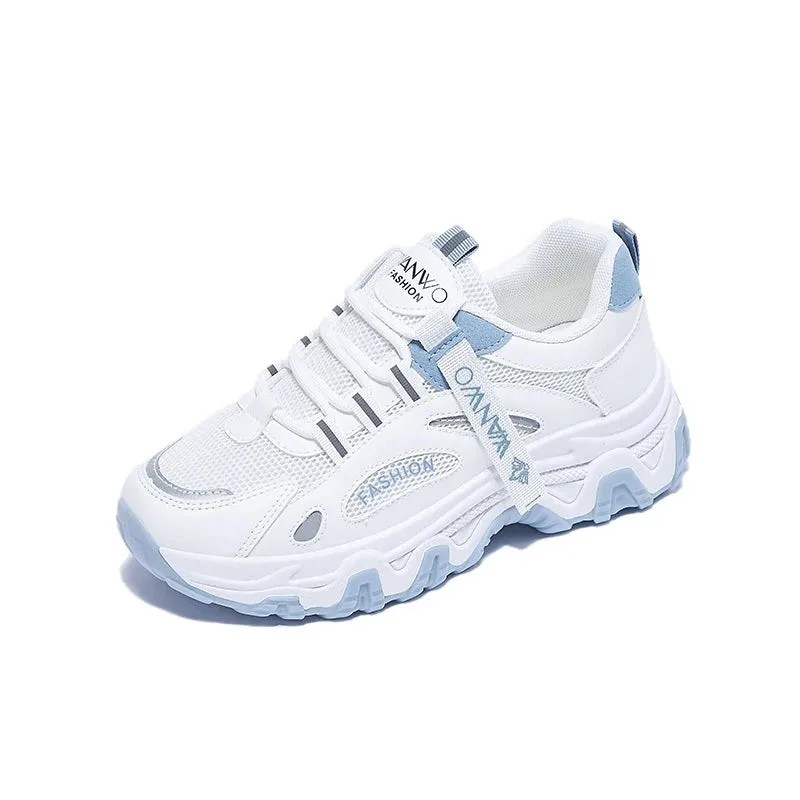 Amozae-2024 BKQU Women's Trainers New Chunky Sneakers Women Breathable Mesh Casual Shoes Sneakers Tennis Female Platform Lace Up Shoes