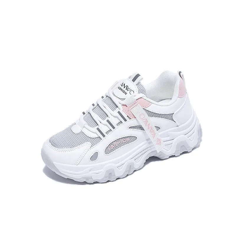 Amozae-2024 BKQU Women's Trainers New Chunky Sneakers Women Breathable Mesh Casual Shoes Sneakers Tennis Female Platform Lace Up Shoes