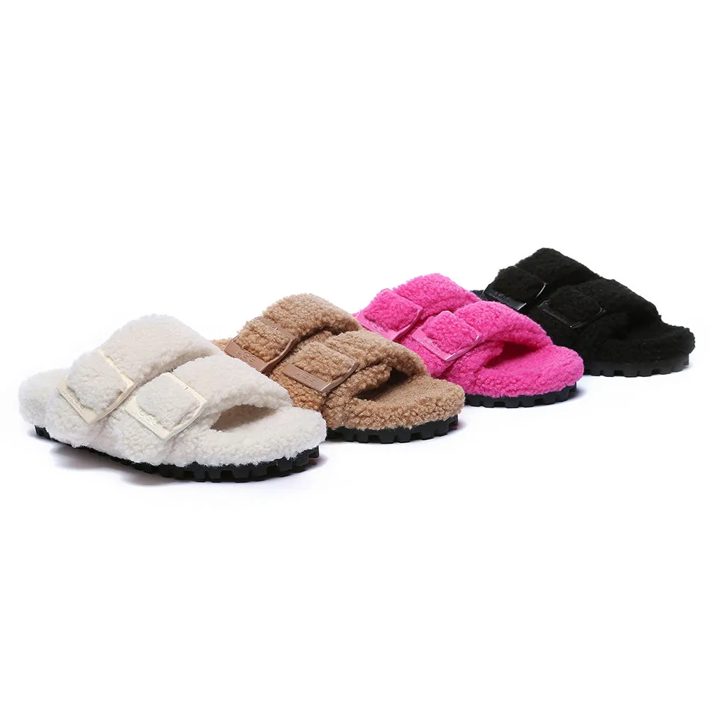 AUSTRALIAN SHEPHERD UGG Women Shearling Buckle Sandal Slides Jennie #AS2057