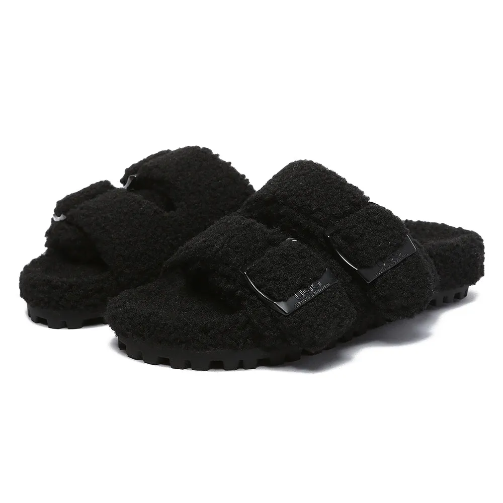 AUSTRALIAN SHEPHERD UGG Women Shearling Buckle Sandal Slides Jennie #AS2057