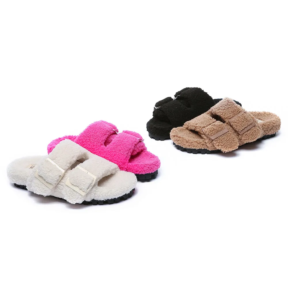 AUSTRALIAN SHEPHERD UGG Women Shearling Buckle Sandal Slides Jennie #AS2057