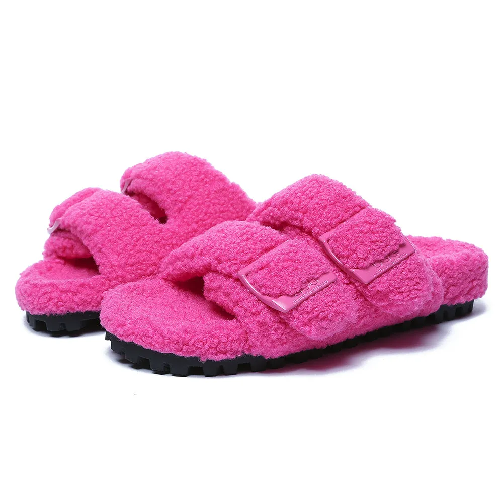 AUSTRALIAN SHEPHERD UGG Women Shearling Buckle Sandal Slides Jennie #AS2057