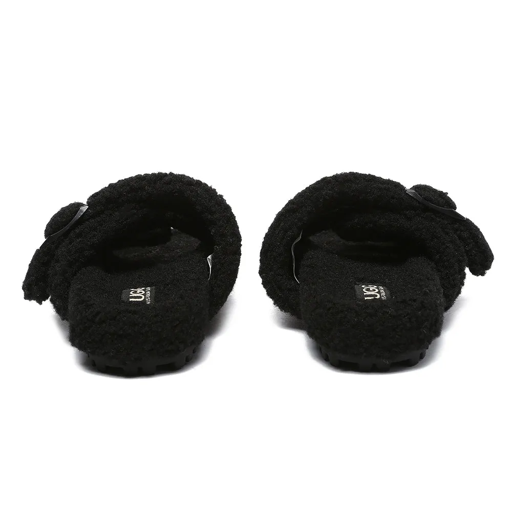 AUSTRALIAN SHEPHERD UGG Women Shearling Buckle Sandal Slides Jennie #AS2057