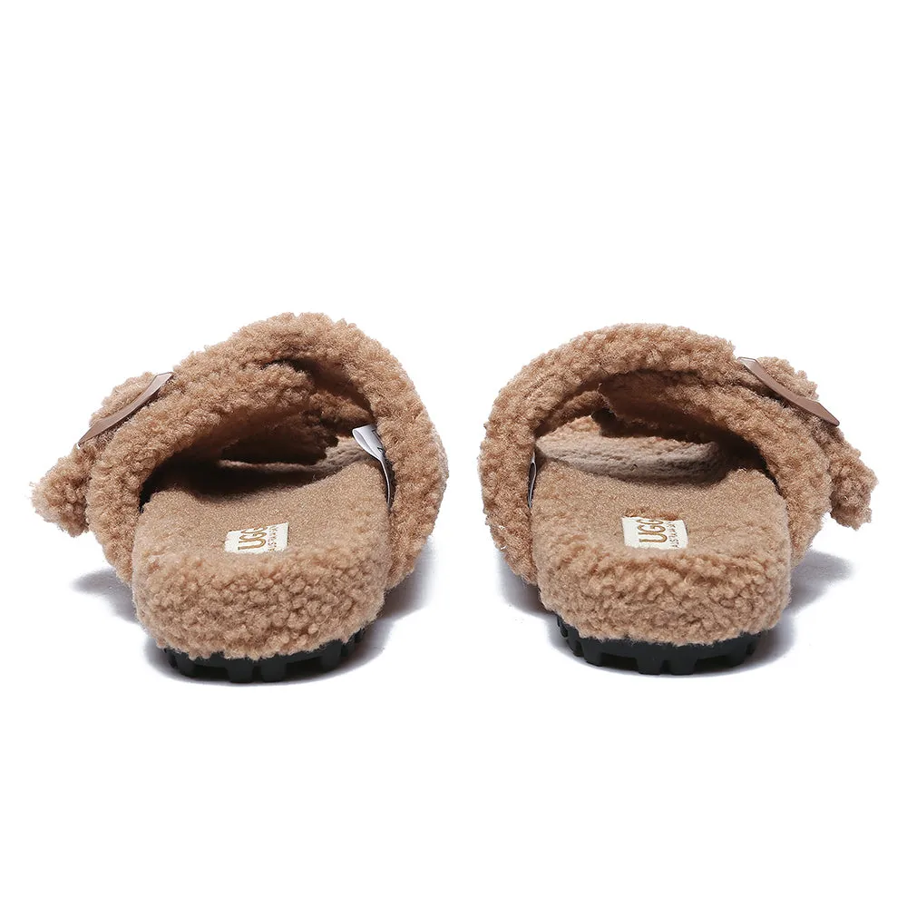 AUSTRALIAN SHEPHERD UGG Women Shearling Buckle Sandal Slides Jennie #AS2057