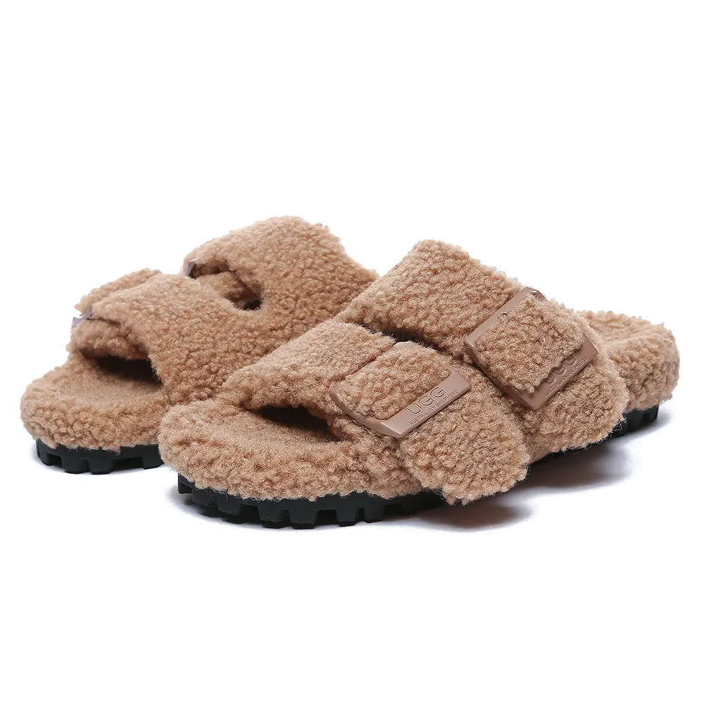 AUSTRALIAN SHEPHERD UGG Women Shearling Buckle Sandal Slides Jennie #AS2057
