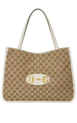 Beige 1955 Horsebit Medium Tote Bag