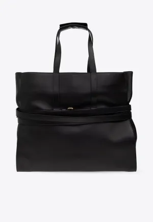 Belted Leather Tote Bag