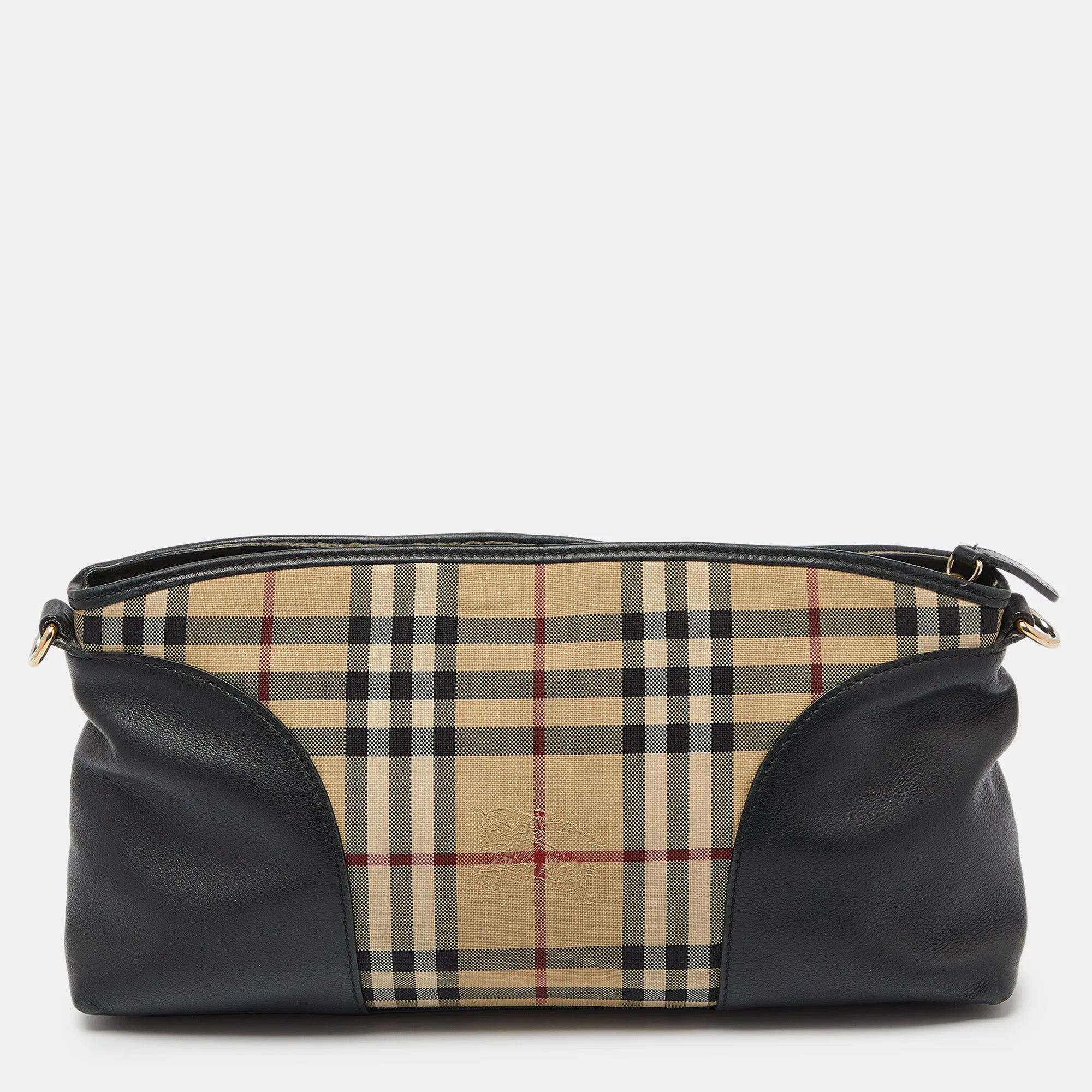 BURBERRY Beige/Black House Check Canvas and Leather Chichester Crossbody Bag