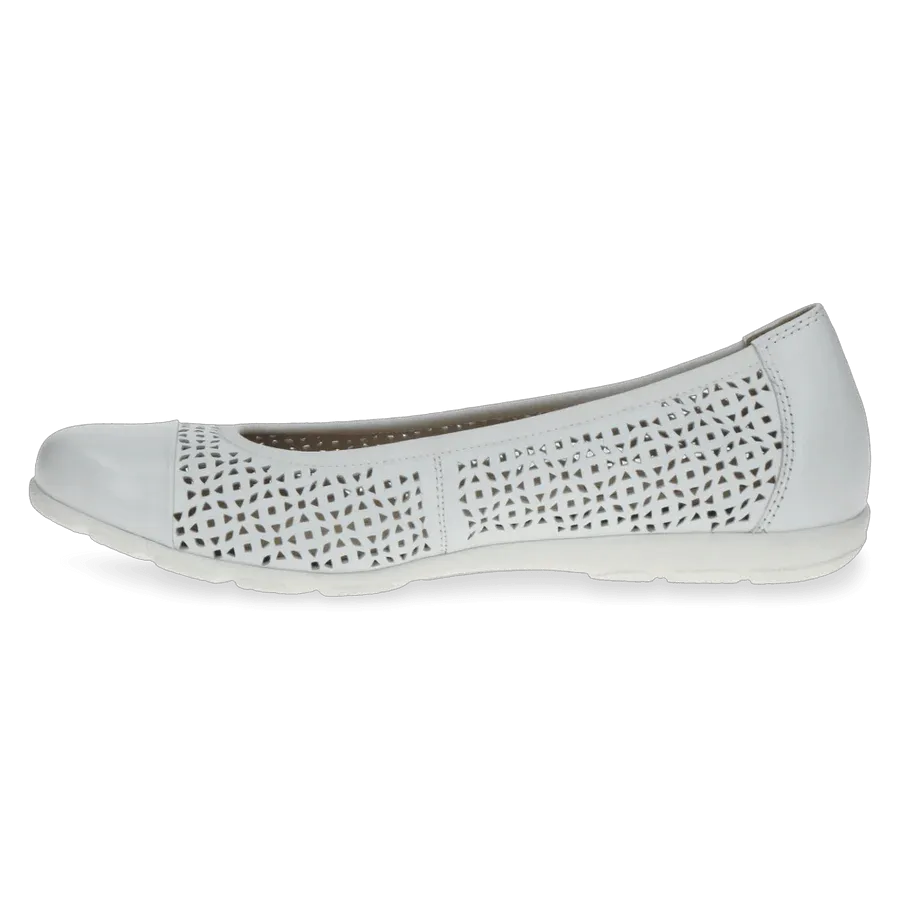 Caprice Slip On Ballerina in White