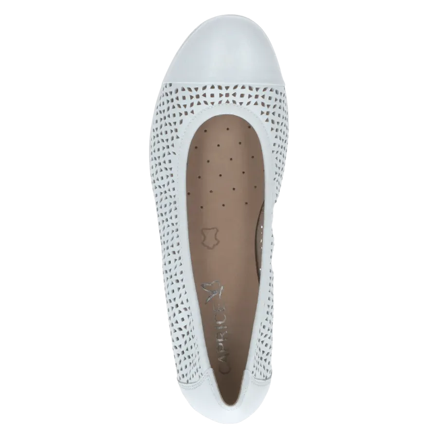Caprice Slip On Ballerina in White