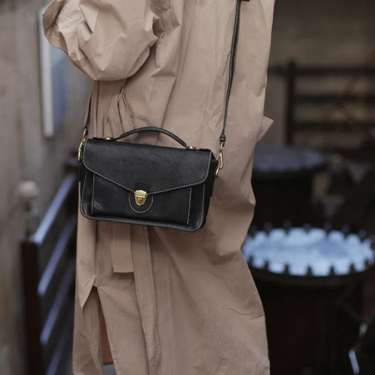 Chic Womens Black Leather Crossbody Satchel Bag Handbags Purse for Women