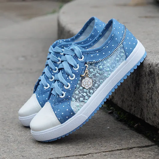 Comelyy hollowed out denim mesh shoes breathable cloth shoes