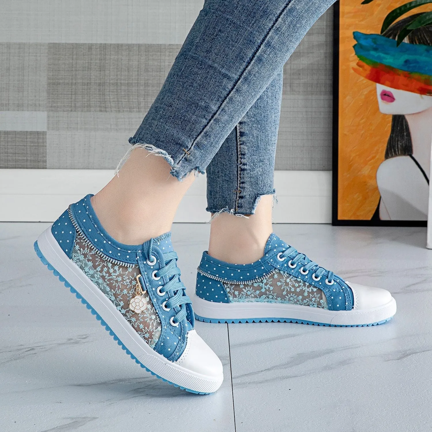 Comelyy hollowed out denim mesh shoes breathable cloth shoes