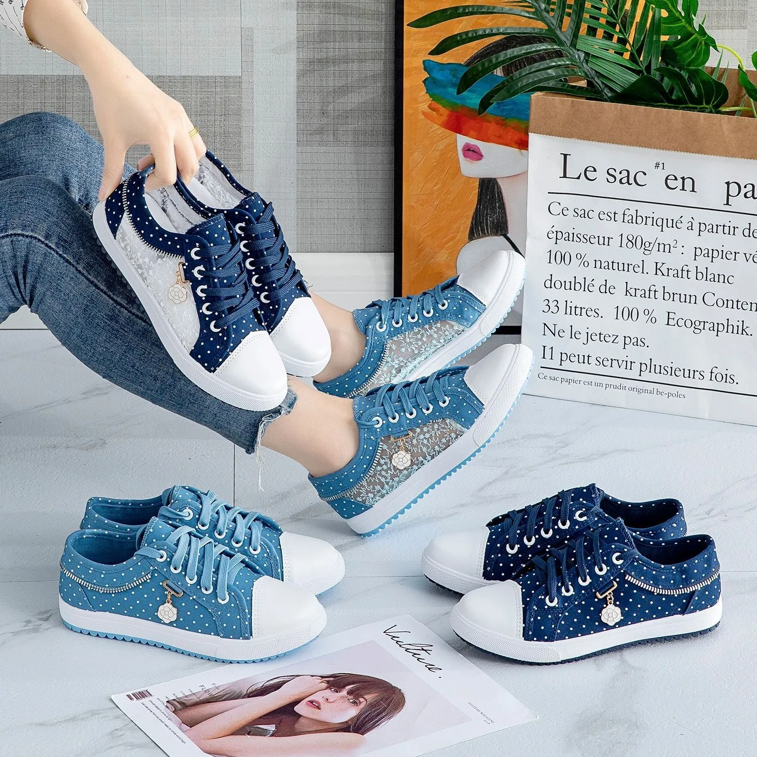 Comelyy hollowed out denim mesh shoes breathable cloth shoes