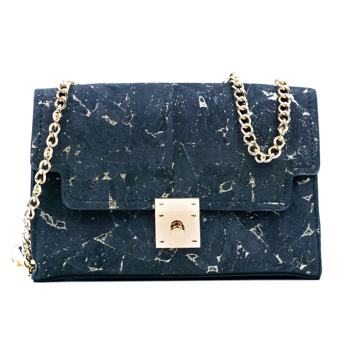 Cork Crossbody Bag with Gold Chain and Clasp