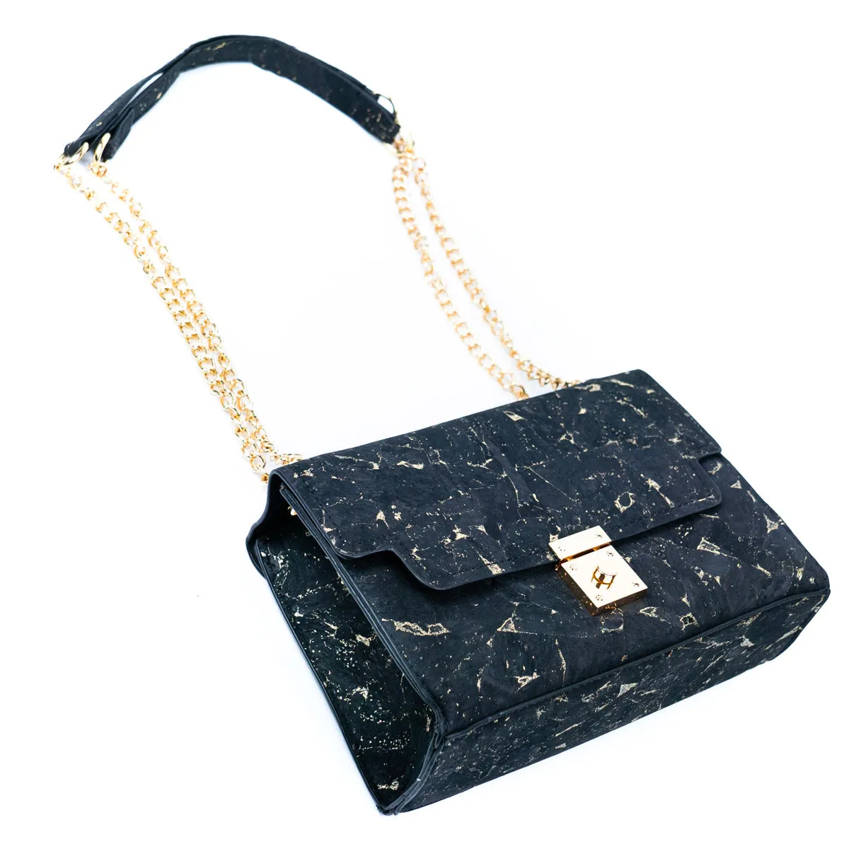 Cork Crossbody Bag with Gold Chain and Clasp