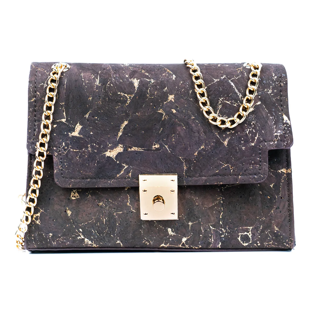 Cork Crossbody Bag with Gold Chain and Clasp