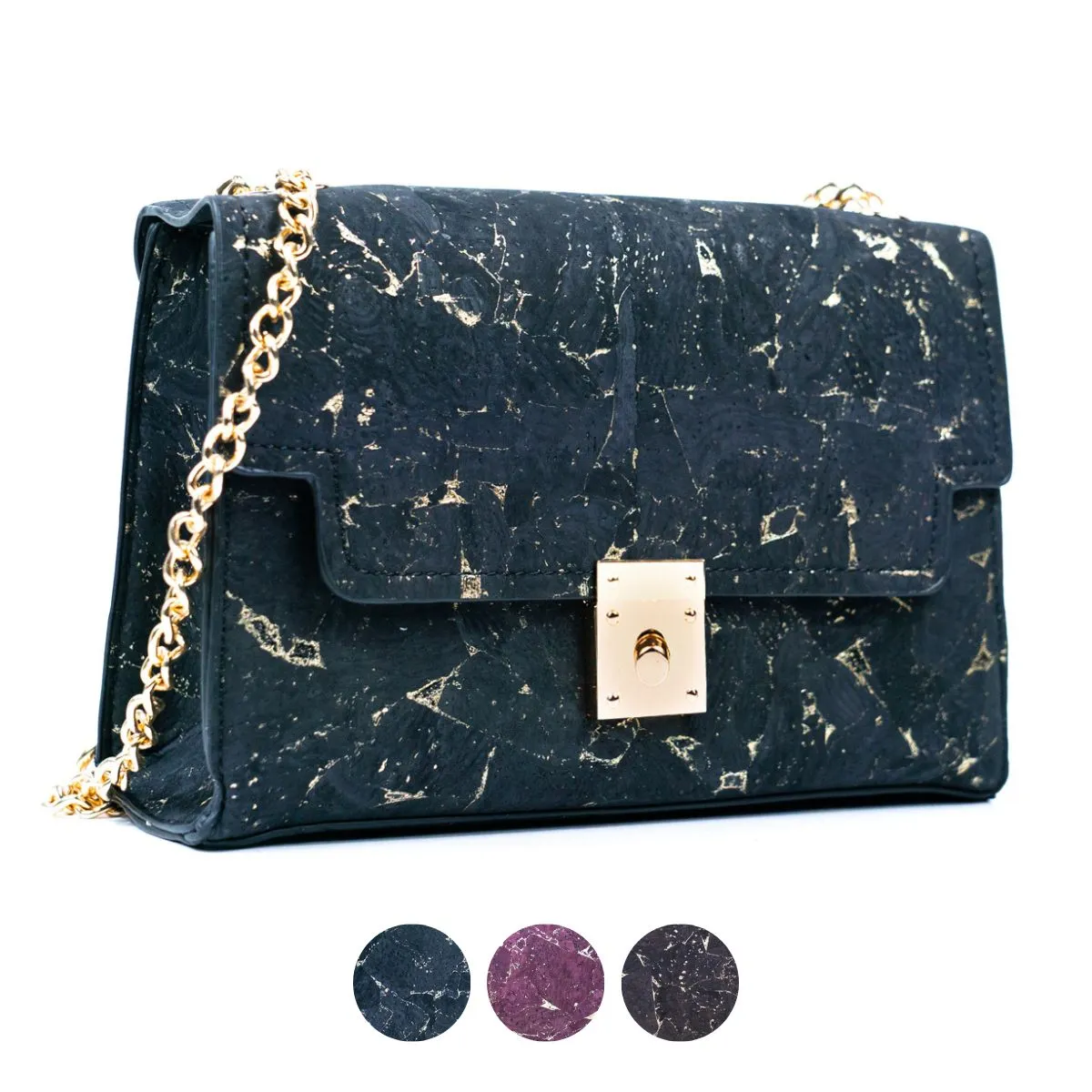Cork Crossbody Bag with Gold Chain and Clasp