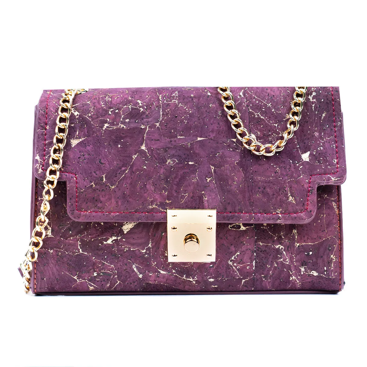 Cork Crossbody Bag with Gold Chain and Clasp