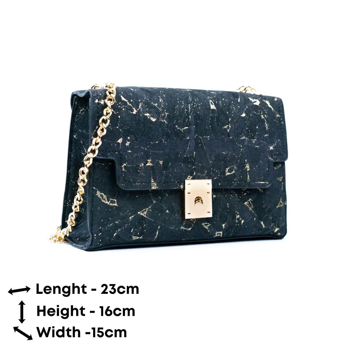 Cork Crossbody Bag with Gold Chain and Clasp