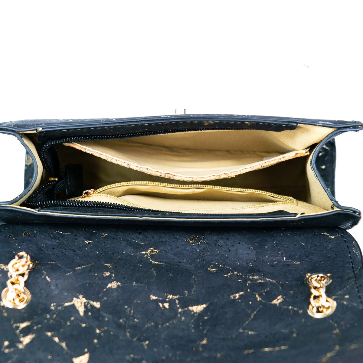 Cork Crossbody Bag with Gold Chain and Clasp