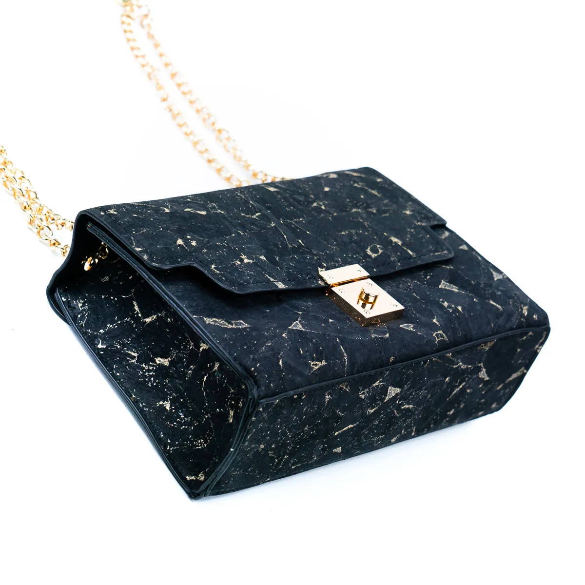 Cork Crossbody Bag with Gold Chain and Clasp