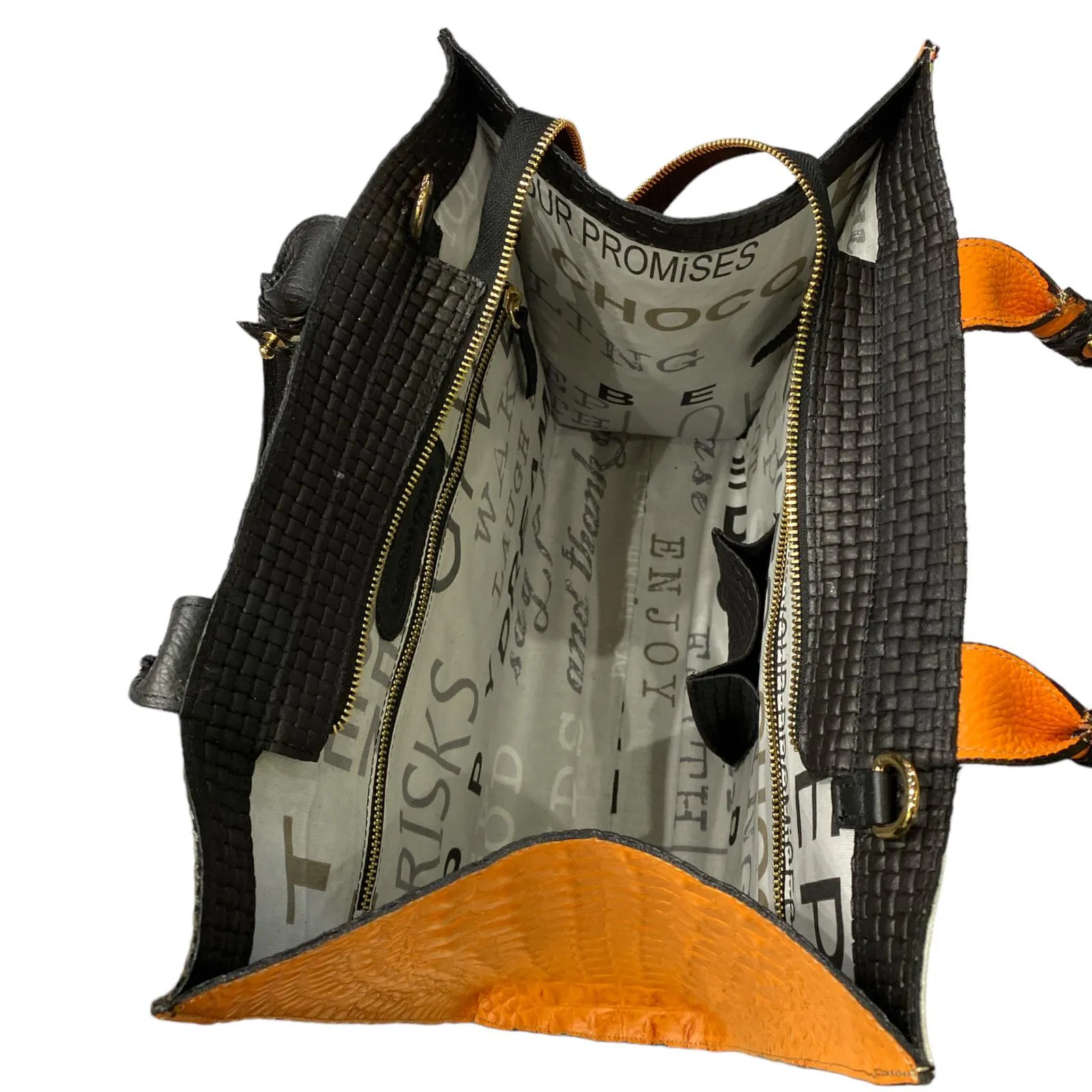FELICE. BLACK AND WHITE ART LEATHER ART TOTE