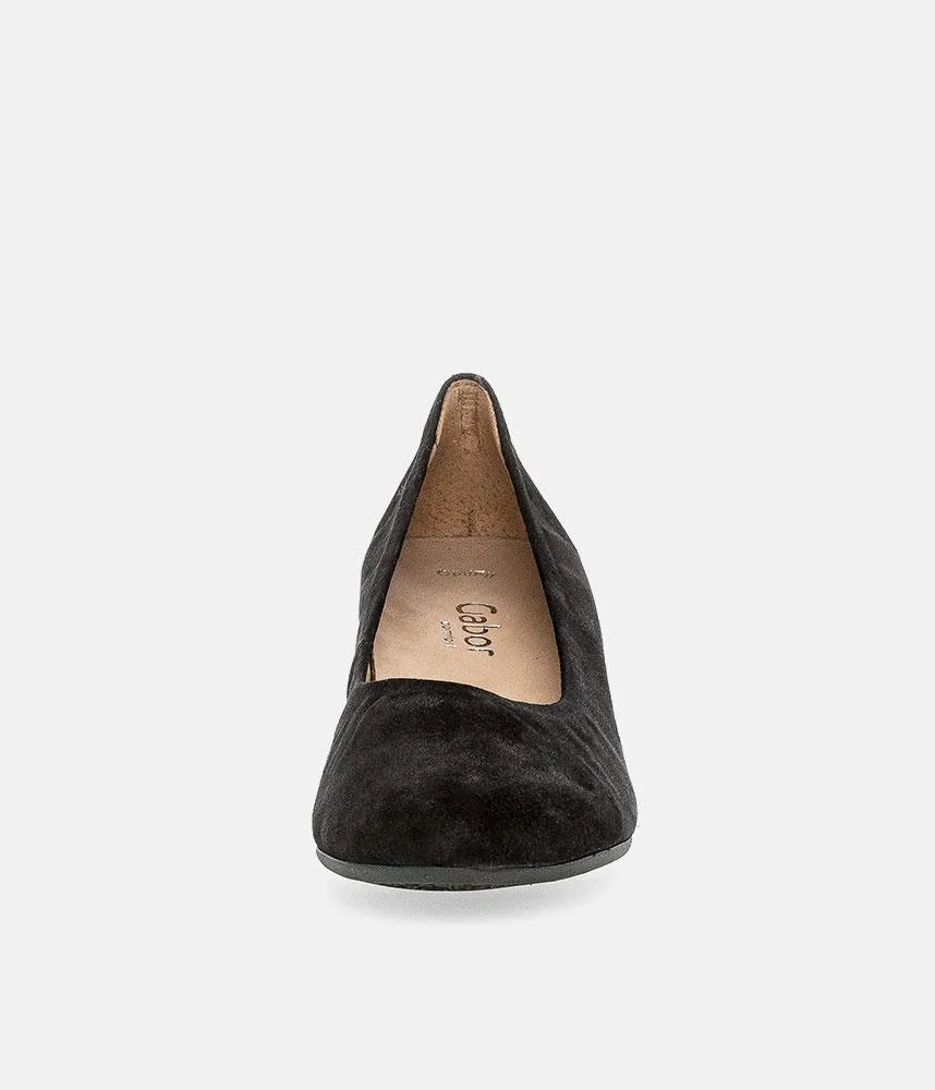 Gabor Dressy Black Suede Wide Fit Heels