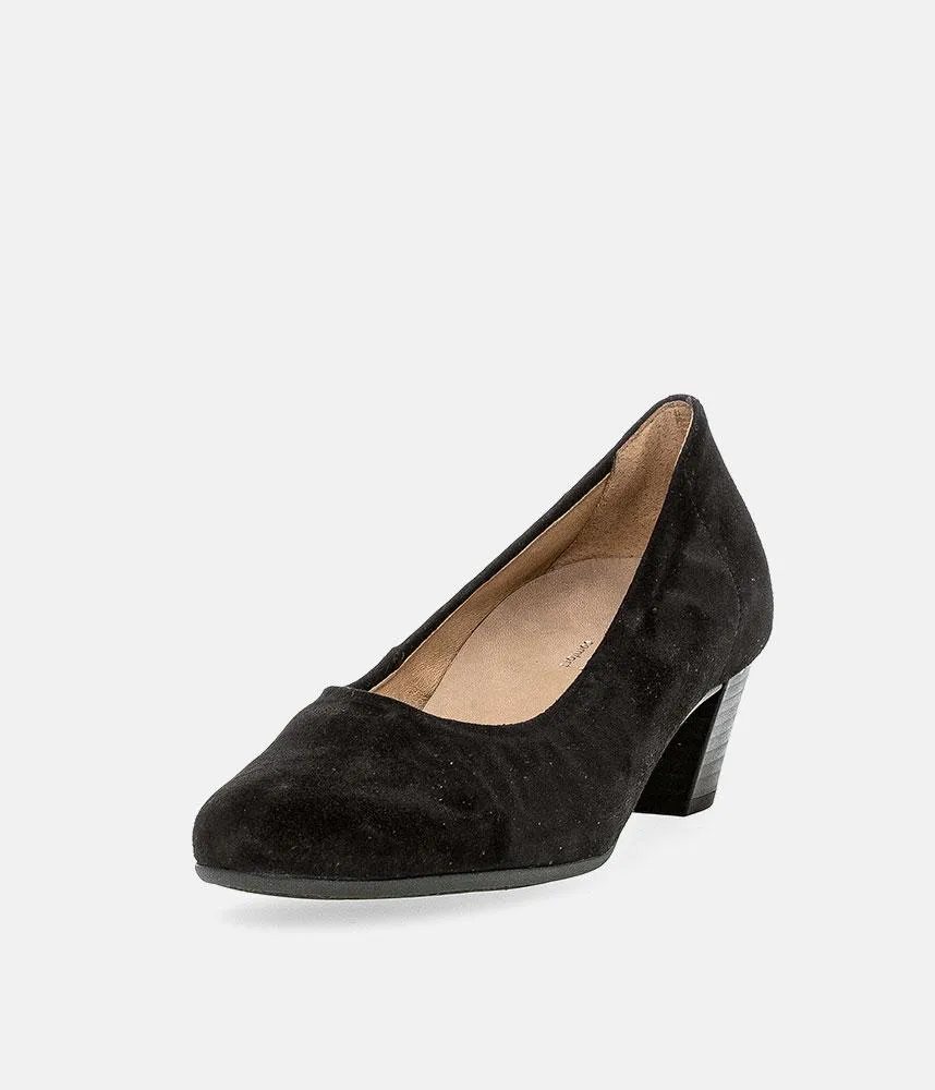 Gabor Dressy Black Suede Wide Fit Heels