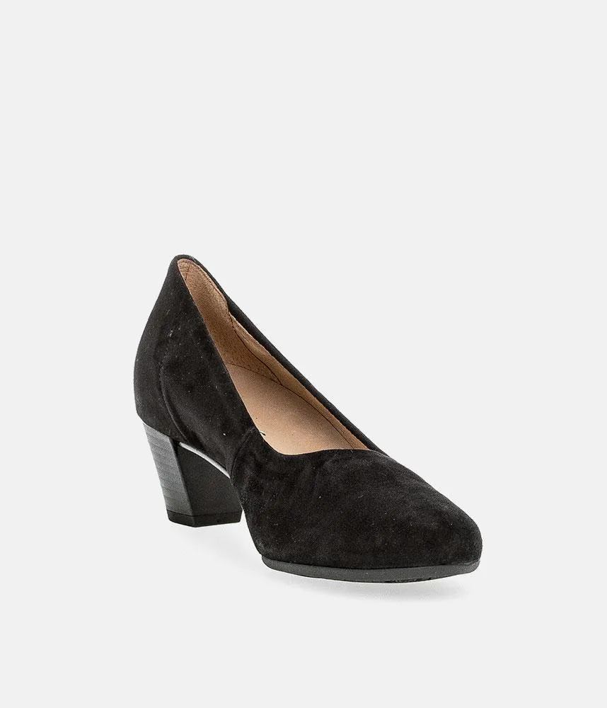 Gabor Dressy Black Suede Wide Fit Heels