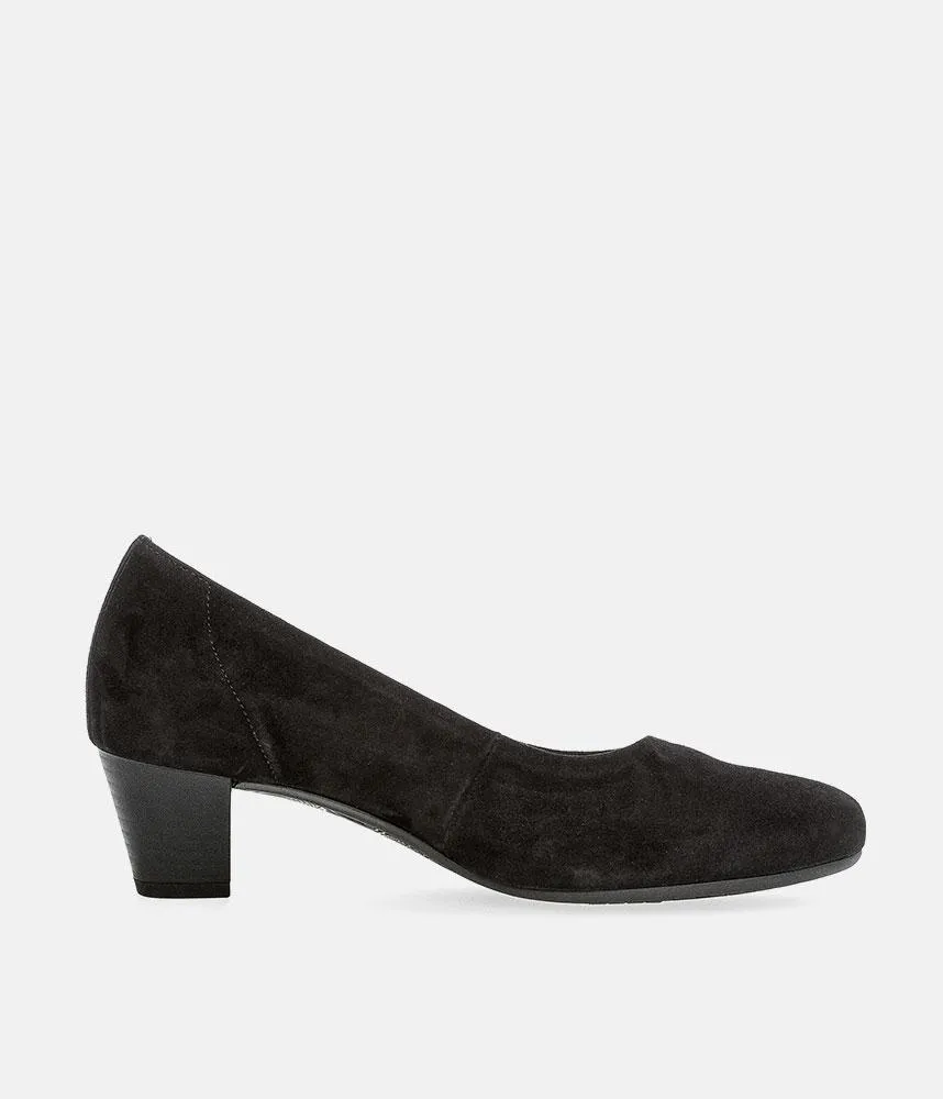 Gabor Dressy Black Suede Wide Fit Heels