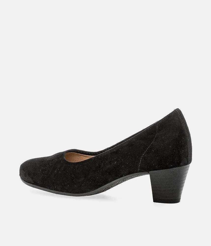Gabor Dressy Black Suede Wide Fit Heels