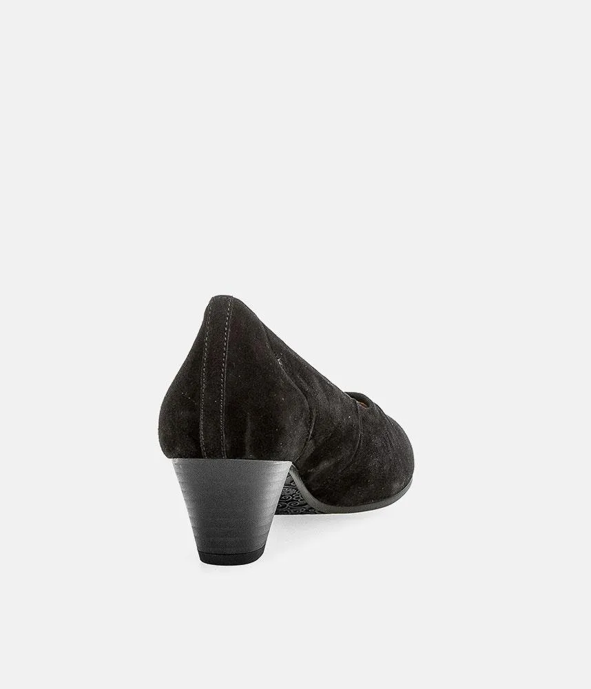 Gabor Dressy Black Suede Wide Fit Heels