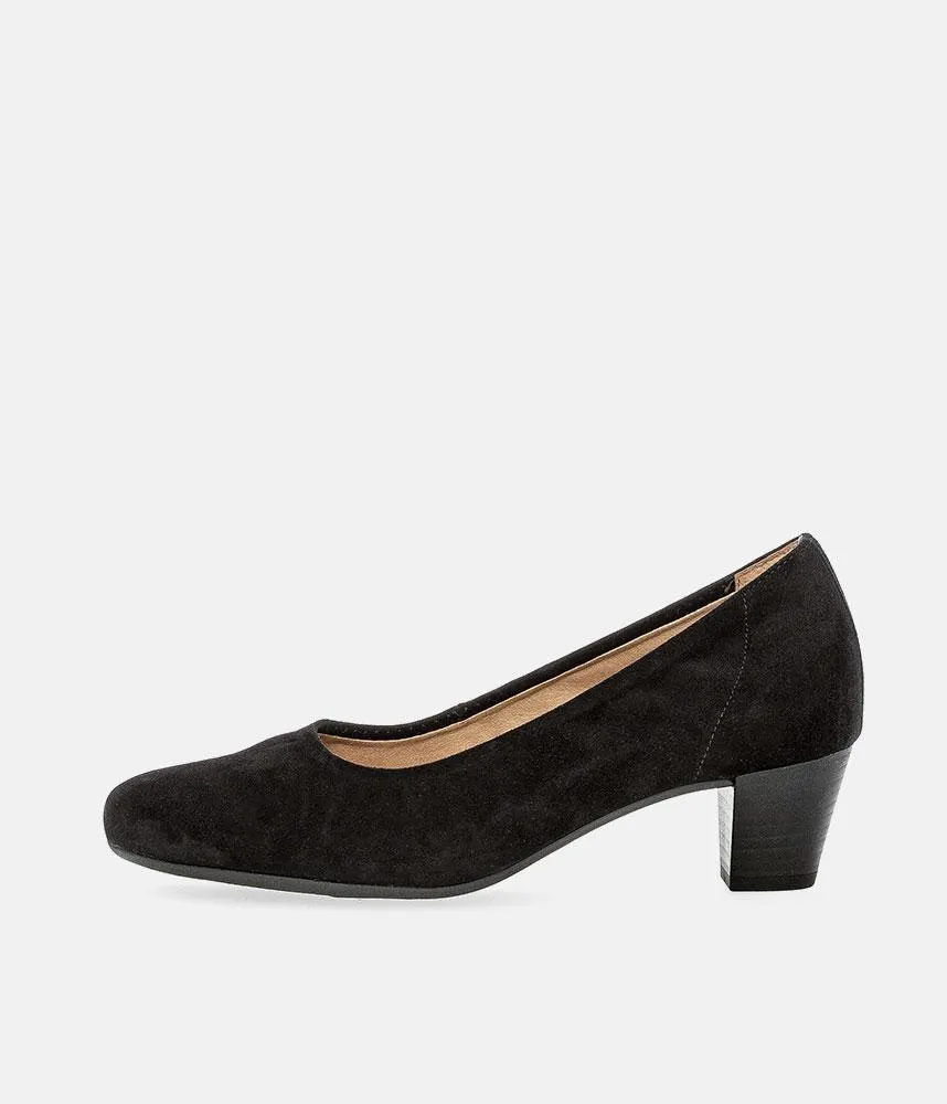 Gabor Dressy Black Suede Wide Fit Heels