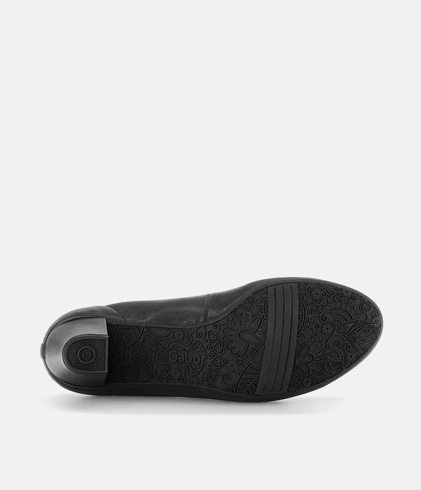 Gabor Dressy Black Suede Wide Fit Heels