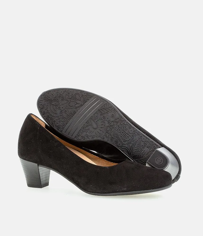 Gabor Dressy Black Suede Wide Fit Heels
