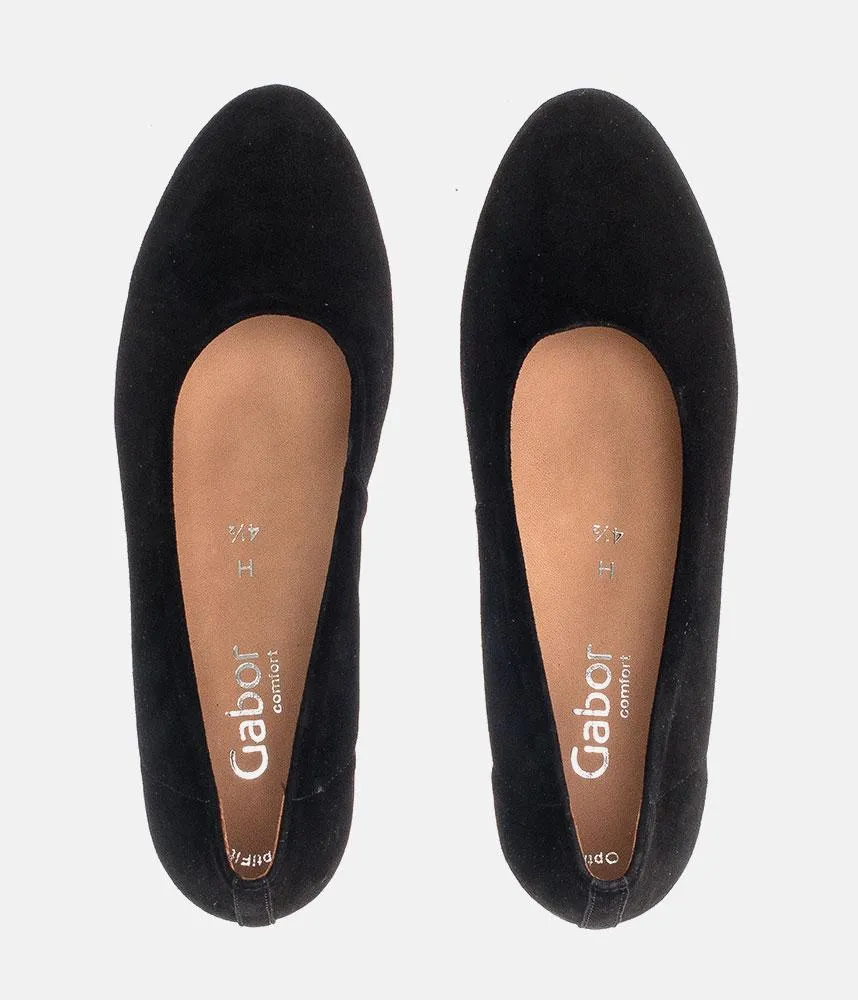 Gabor Dressy Black Suede Wide Fit Heels