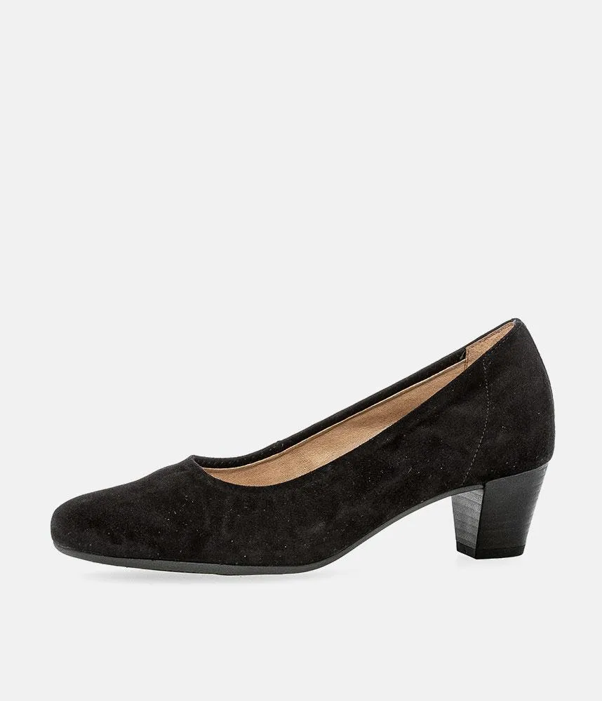 Gabor Dressy Black Suede Wide Fit Heels