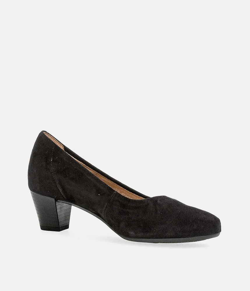Gabor Dressy Black Suede Wide Fit Heels