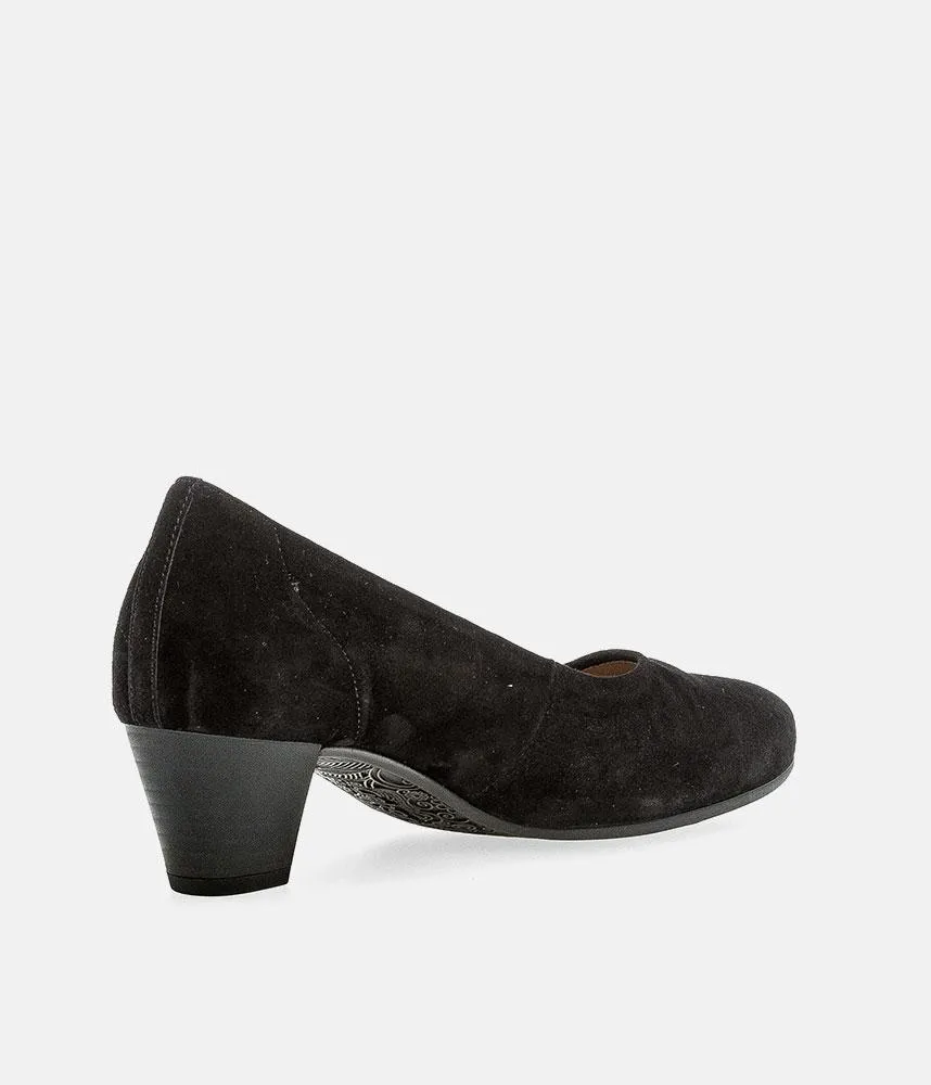 Gabor Dressy Black Suede Wide Fit Heels