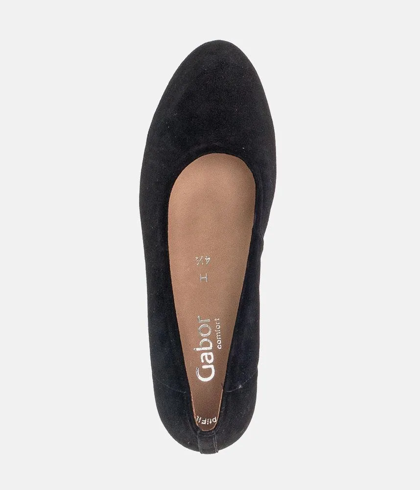 Gabor Dressy Black Suede Wide Fit Heels