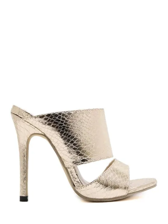 Gorgeous Metallic Color Stiletto Heel Slippers
