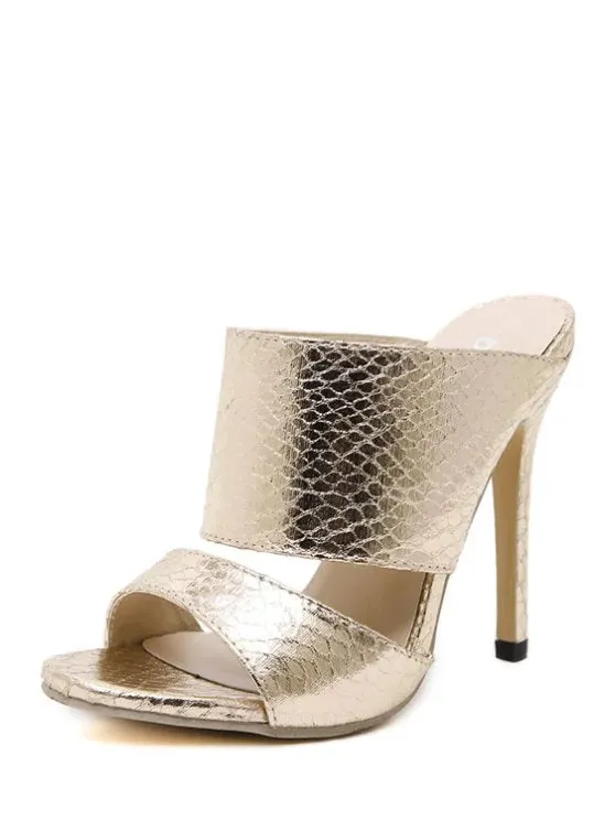 Gorgeous Metallic Color Stiletto Heel Slippers