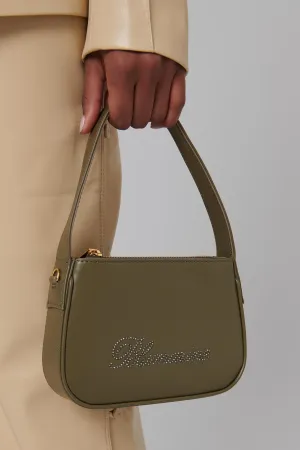 Green Rhinestone Logo Mini Bag
