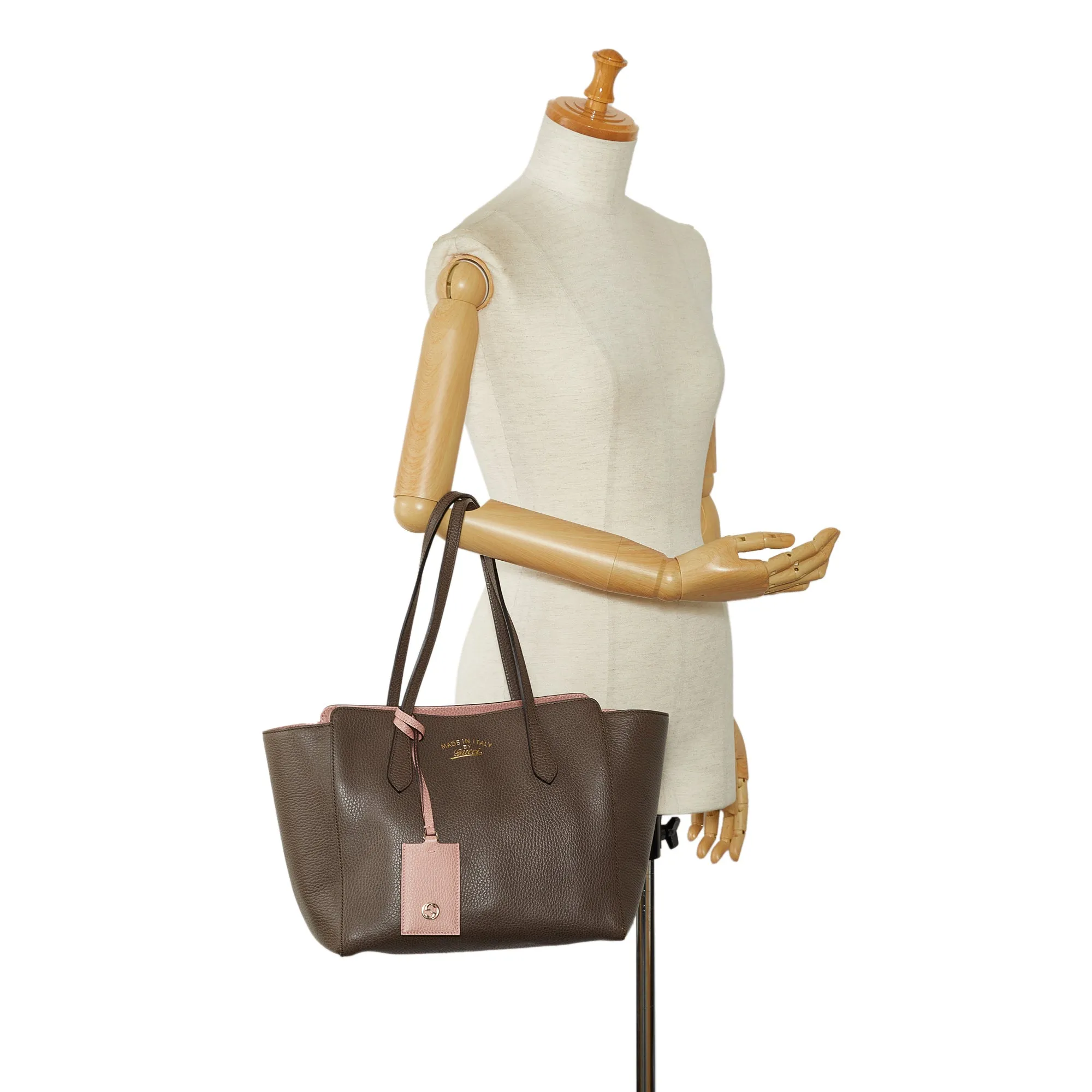 Gucci Swing Tote Medium Brown Leather