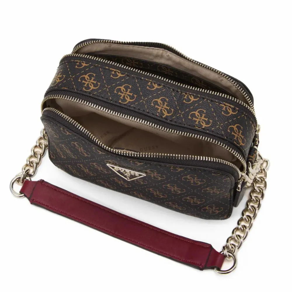 GUESS Noelle Crossbody Camera Monogram Bag - BRN