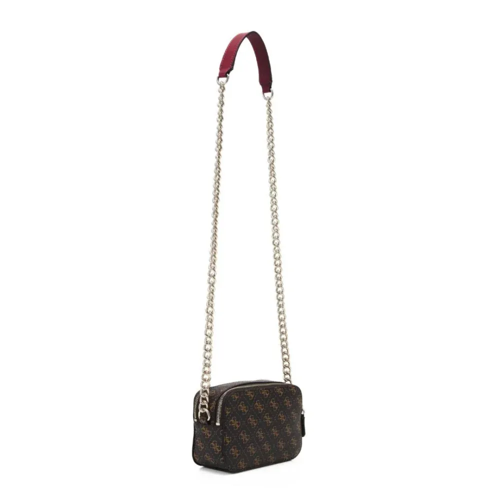 GUESS Noelle Crossbody Camera Monogram Bag - BRN